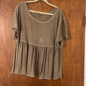 Free People Green Peplum Tee